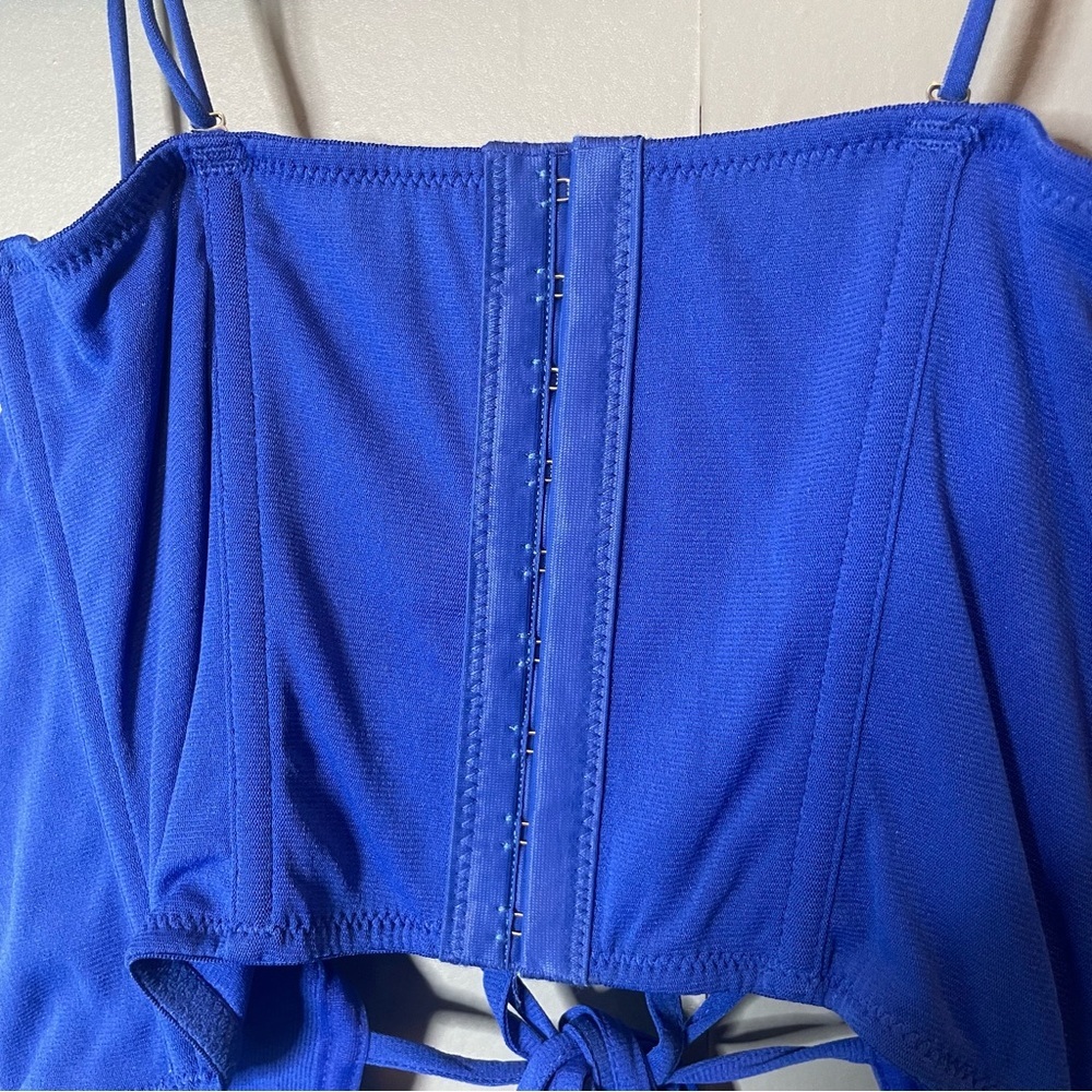 URBAN OUTFITTERS Out From Under BUSTIER CORSET TIE TOP electric blue size medium - Picture 4 of 7